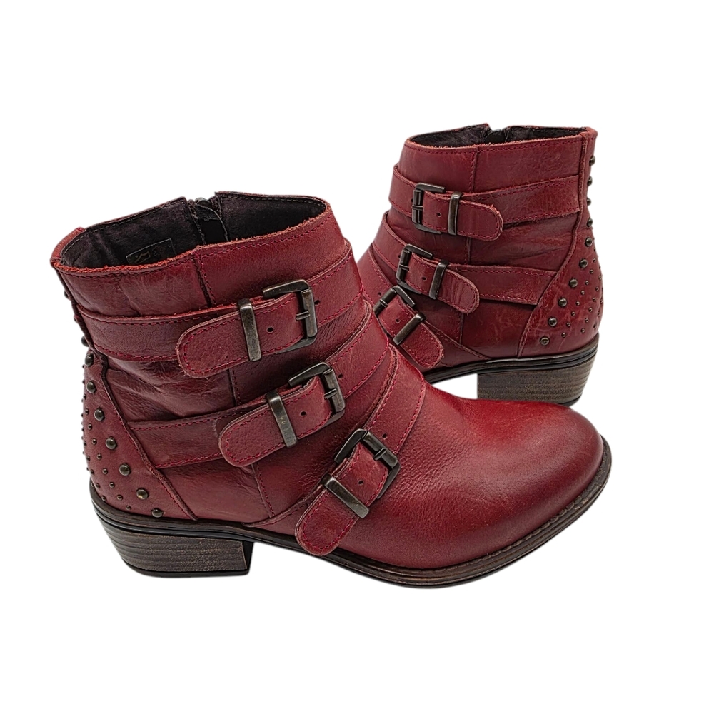 Eric Michael Utah Red Sparta Studded Strappy Leather Ankle Boots 37